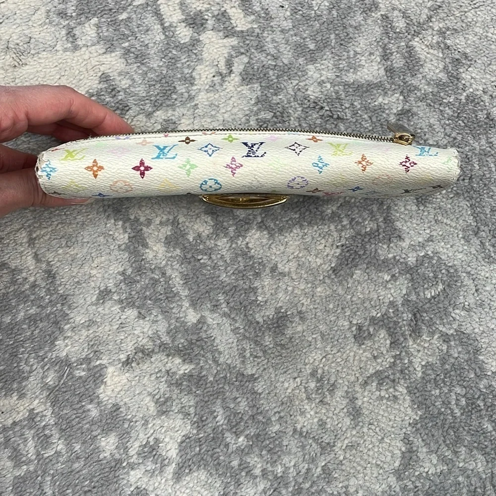 Louis Vuitton White Multicolor Eugenie Long Pushlock Wallet Takashi Murakami